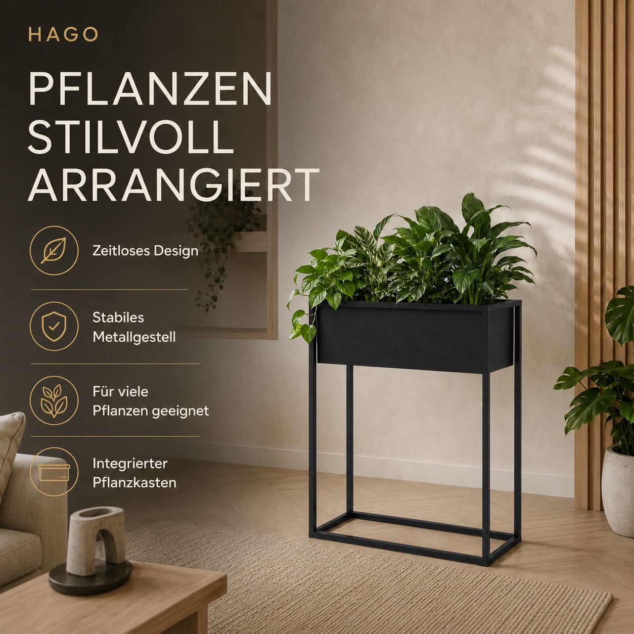 Pflanzregal dreistufig, Holz Natur
